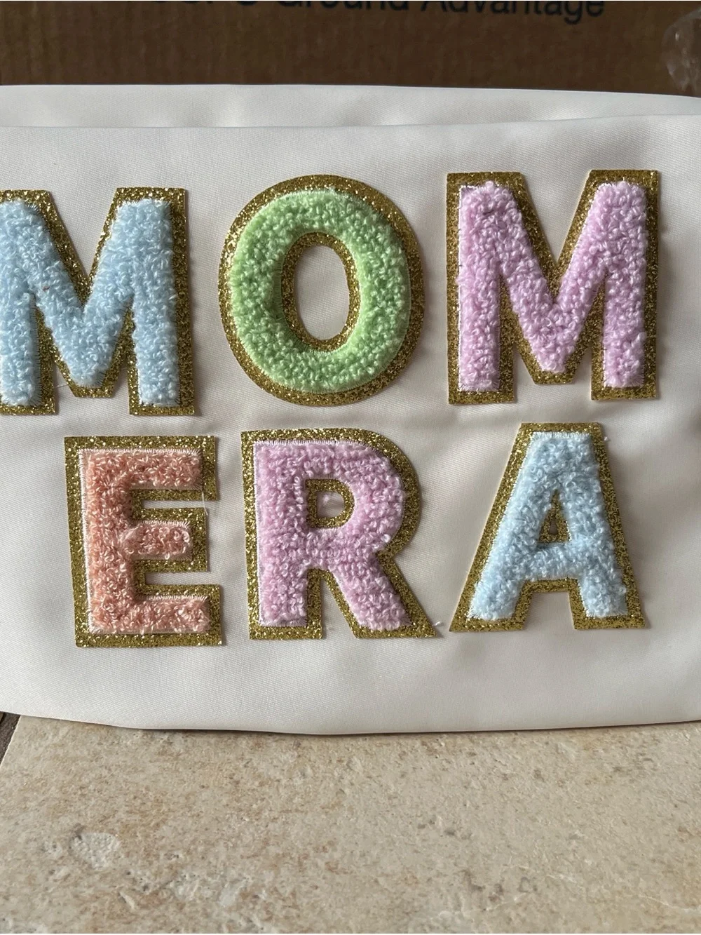 ON HOLD Embroidered “MOM ERA” Cosmetic Bag in Pastel Colors NWOT